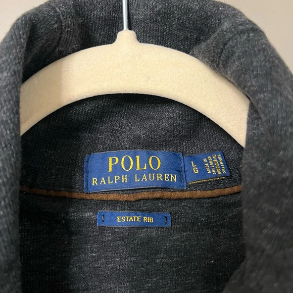 Polo Ralph Lauren Rib Luxury Jersey Shawl Collar Pullover Barclay Heather Large - Picture 3 of 5